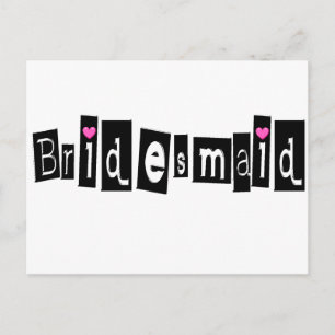 Carte Postale Bridesmaid (noir sq)