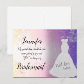 Carte Postale Bridesmaid Pretty Rose avec robe Mariage (Devant / Derrière)