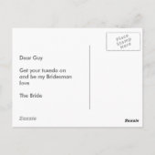 Carte Postale Bridesman Demande Proposition d'une partie de mari (Dos)
