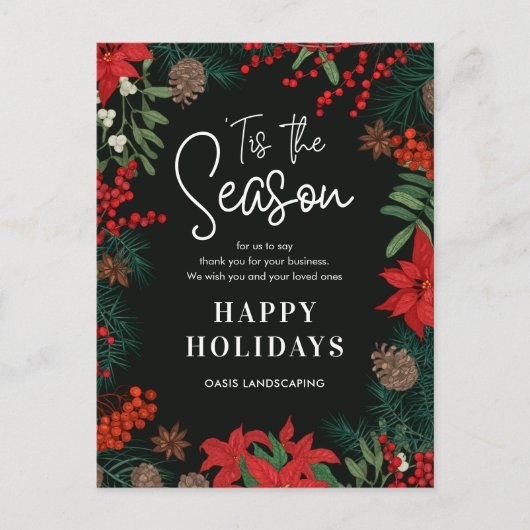 Carte postale Bright Blooms Business Holiday Card (Devant)
