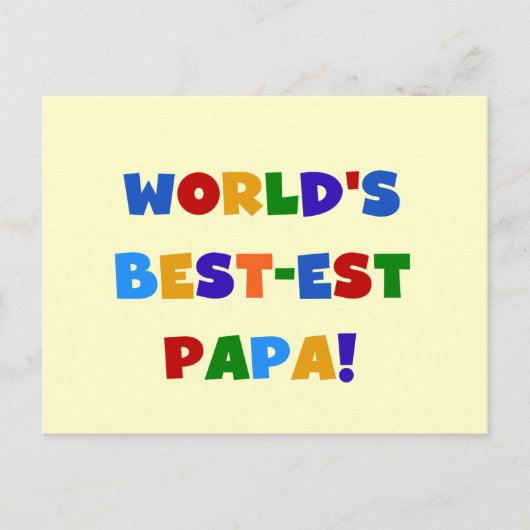 Carte Postale Bright Colours World's Best Papa Tshirts and Gifts (Devant)