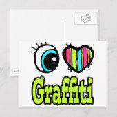 Carte Postale Bright Eye Heart I Love Graffiti (Devant / Derrière)