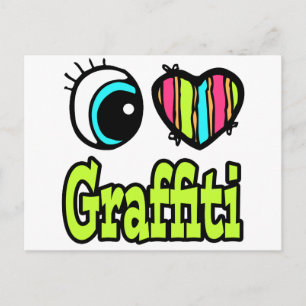 Carte Postale Bright Eye Heart I Love Graffiti