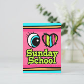 Carte Postale Bright Eye Heart I Love Sunday School (Debout devant)