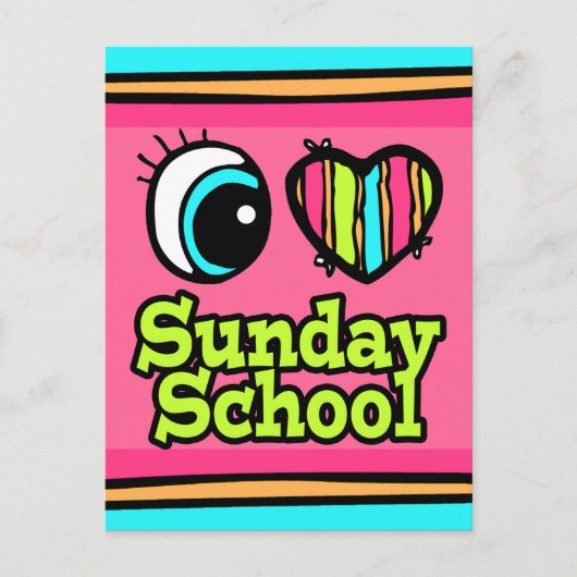 Carte Postale Bright Eye Heart I Love Sunday School (Devant)