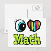 Carte Postale Bright Eye Heart J'adore Les Maths (Devant / Derrière)