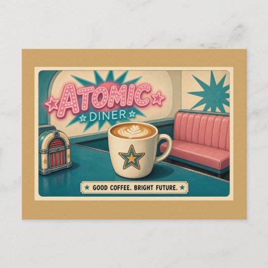 Carte Postale Bright Future Retro Atomic Diner Star Latte (Devant)