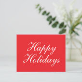 Carte Postale Bright Red Plain Elegant Happy Holidays Message (Debout devant)
