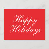 Carte Postale Bright Red Plain Elegant Happy Holidays Message (Devant)