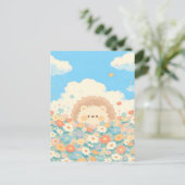 Carte Postale Bright Sky Blue Kawaii Hedgehog Meadow (Debout devant)