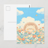 Carte Postale Bright Sky Blue Kawaii Hedgehog Meadow (Devant / Derrière)