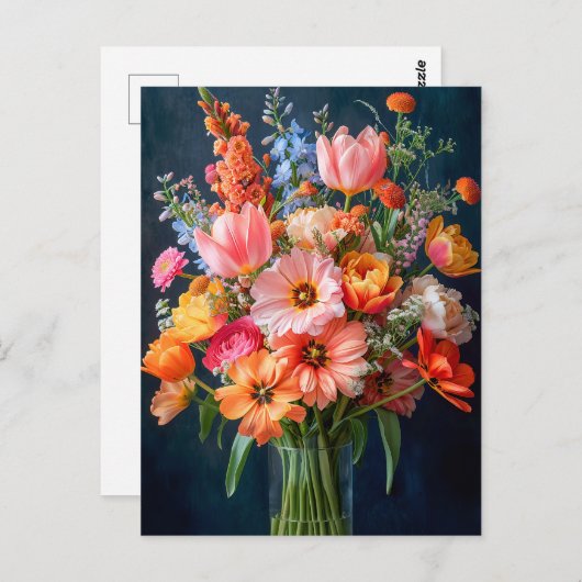 Carte Postale Bright Spring Bouquet in Glass Vase (Devant / Derrière)