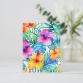 Carte Postale Bright Tropical Floral Motif sans couture (Debout devant)