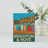 Carte Postale Brighton Beach Huts - Imprimer de bord de mer colo (Debout devant)