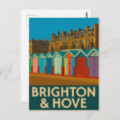 Carte Postale Brighton Beach Huts - Imprimer de bord de mer colo (Devant / Derrière)