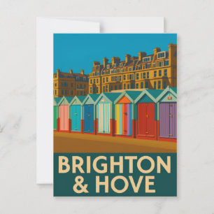 Carte Postale Brighton Beach Huts - Imprimer de bord de mer colo