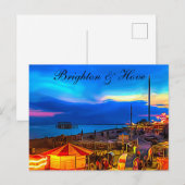 Carte Postale Brighton et Hove Beach & Sunset Digital Painting (Devant / Derrière)