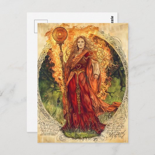 Carte Postale Brigide déesse celte du feu et guérison (Devant / Derrière)