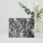 Carte Postale Brillant Boule Disco Ornements noir et blanc Photo (Debout devant)