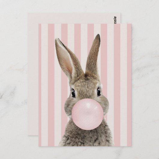 Carte Postale Brillant de lapin bulle gomme rayures sucre de can (Devant / Derrière)