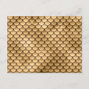 Carte Postale Brillant Pailleté Doré Bronze Écailles de Poisson