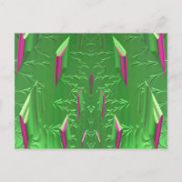 Carte postale brillante 3D rose vert déjanté