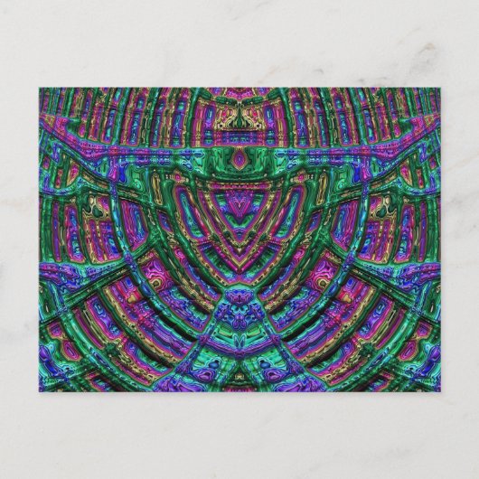 Carte postale brillante 3D verte bleue violette dé (Devant)