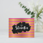 Carte Postale Briller Sur Pink, Rose & Faux Gold Metallic (Debout devant)