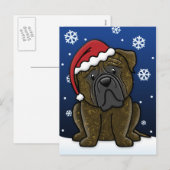 Carte postale Brindle de Noël de Kawaii (Devant / Derrière)