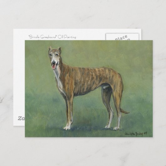 Carte postale "Brindle Greyhound" (Devant / Derrière)