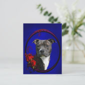 Carte Postale Brindle pitbull avec rose (Debout devant)