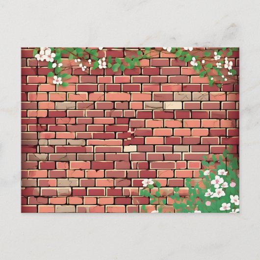 Carte Postale Brique Rustique Avec Fleur (Devant)