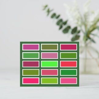 Carte Postale Briques de couleur (rose/vert)