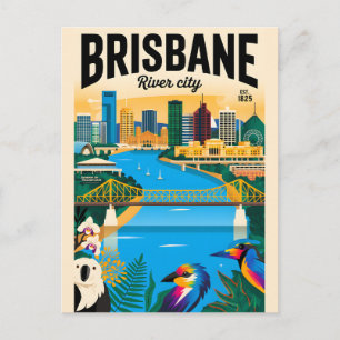 Carte Postale Brisbane Australie Art de l'affiche de voyage rétr