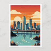 Carte Postale Brisbane Australie Art illustration de voyage vint (Devant)