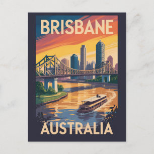 Carte Postale Brisbane Australie Illustration Voyage Art Vintage