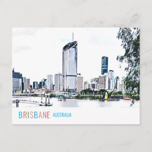 Carte Postale Brisbane Australie skyline funky voyage moderne