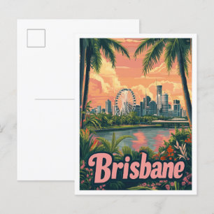 Carte Postale Brisbane Australie Vintage voyage d'art