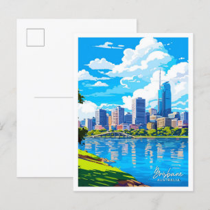 Carte Postale Brisbane Australie Voyage Vintage Illustration