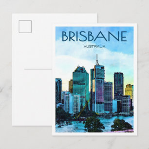 Carte Postale Brisbane City Australie Voyage Vintage 