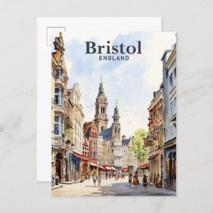 Carte Postale Bristol Angleterre Aquarelle Peinture Voyage