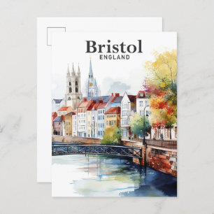Carte Postale Bristol Angleterre Aquarelle Peinture Voyage