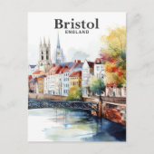 Carte Postale Bristol Angleterre Aquarelle Peinture Voyage (Devant)
