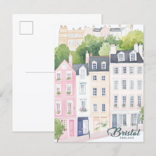 Carte Postale Bristol Angleterre Gouache Peinture Illustration V