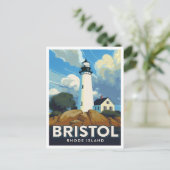 Carte Postale Bristol Rhode Island Lighthouse Art (Debout devant)