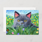 Carte Postale British Shorthair Cat Art (Devant / Derrière)