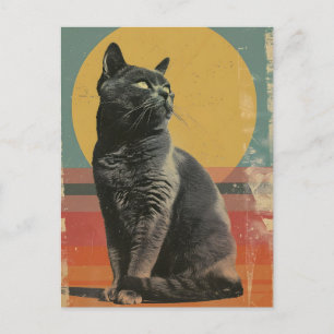 Carte Postale British Shorthair Cat Art Vintage