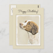 Carte Postale Brittany Peinture - Cute Original Chien Art (Devant / Derrière)