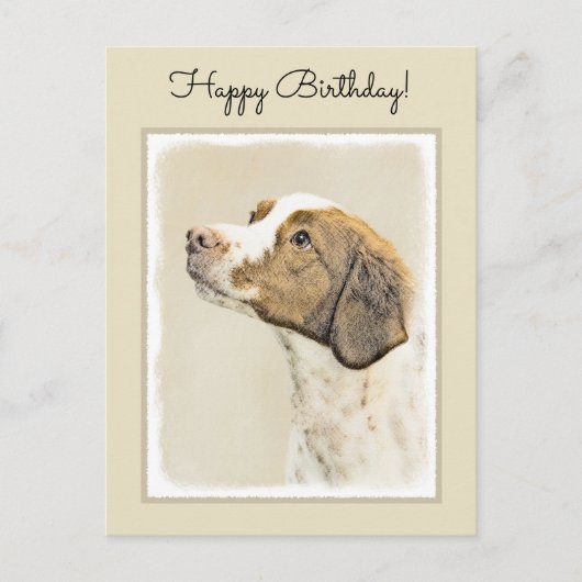 Carte Postale Brittany Peinture - Cute Original Chien Art (Devant)