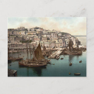 Carte Postale Brixham Harbour, Devon, Angleterre c.1895